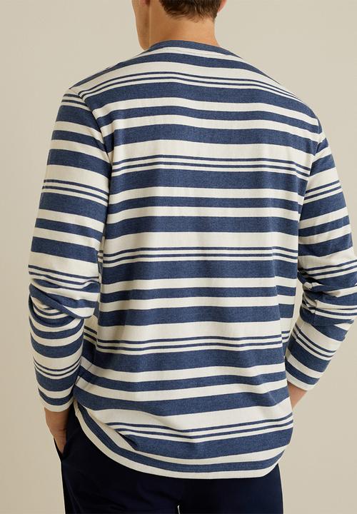 MANGO - Floyd T-shirt - blue & white