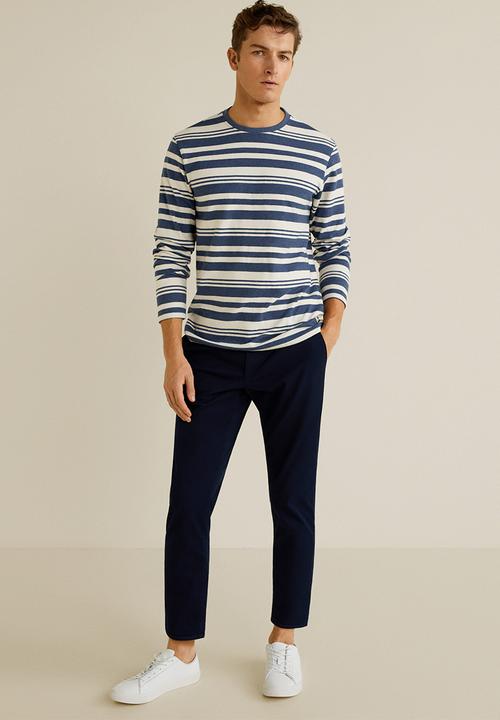 MANGO - Floyd T-shirt - blue & white