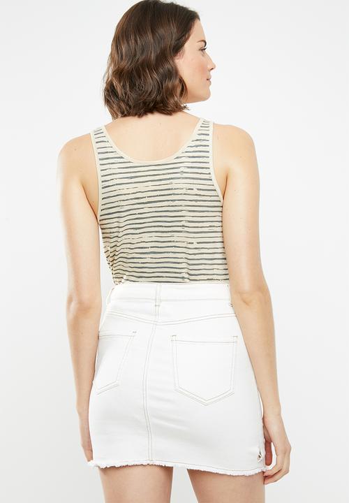Lizzy - Caroline tank - cream & green 