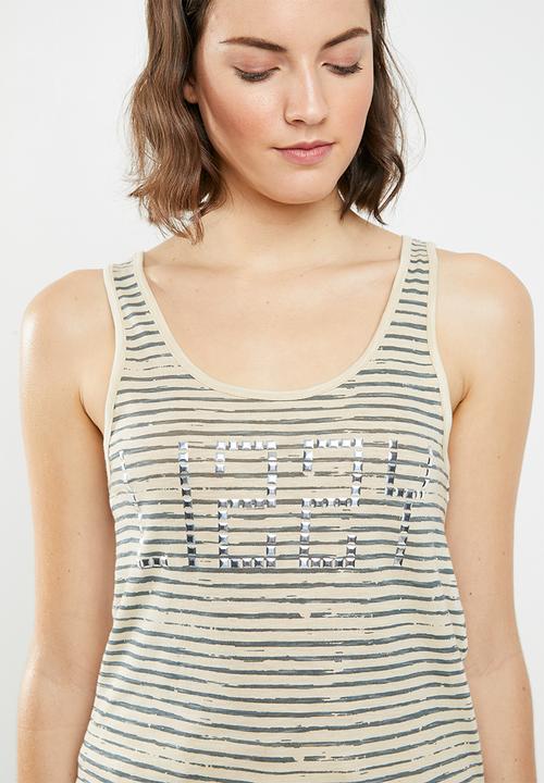 Lizzy - Caroline tank - cream & green 