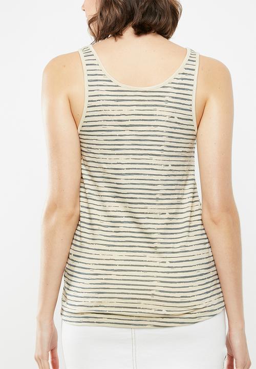 Lizzy - Caroline tank - cream & green 