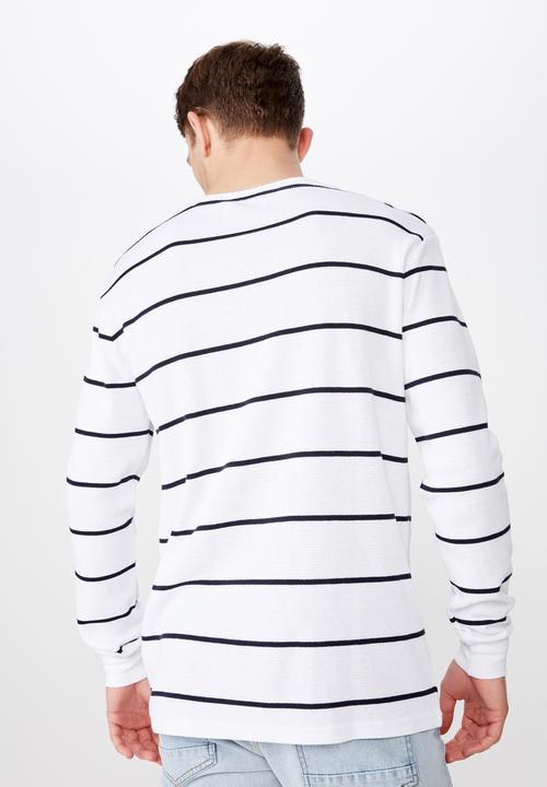 Cotton On - Waffle tee - white & navy