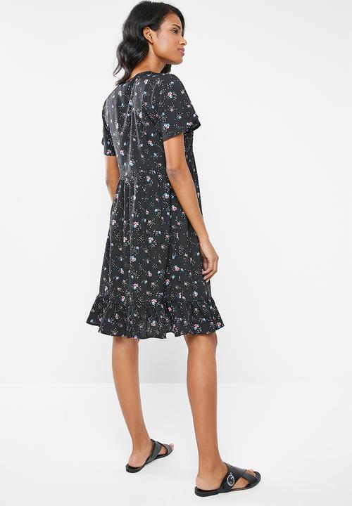 New Look - Maternity Ditsy floral v-neck smock - black