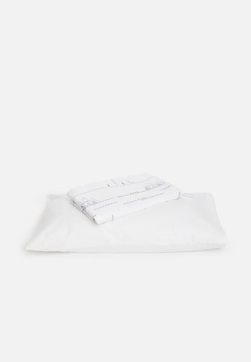 DNU Sheraton - Camping embroidered duvet cover set - white & grey