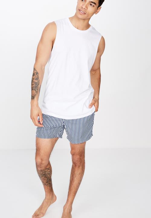 Cotton On - Basic swimshorts - navy & white 
