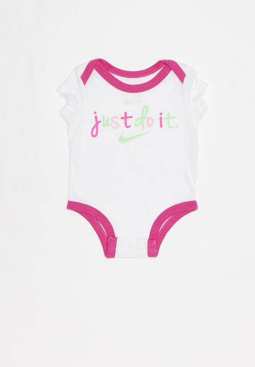 Nike - Nkb short sleeve 3 pack bodysuit set - pink & white 