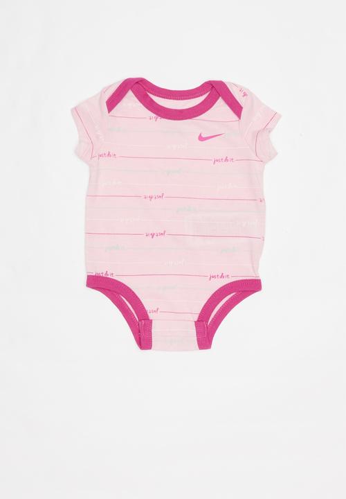 Nike - Nkb short sleeve 3 pack bodysuit set - pink & white 