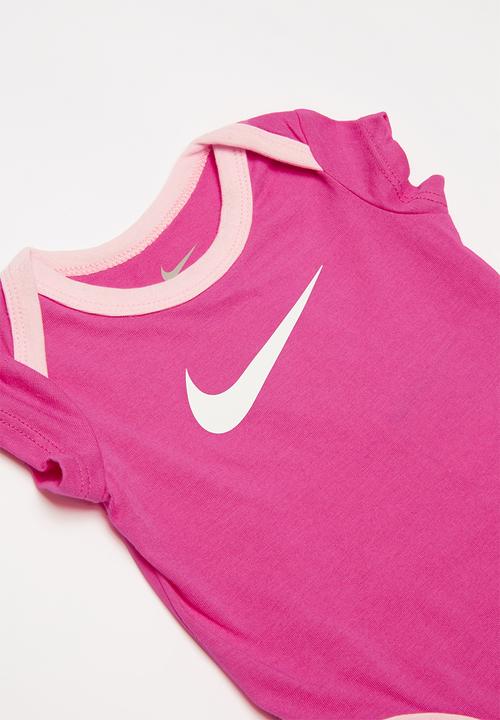 Nike - Nkb short sleeve 3 pack bodysuit set - pink & white 