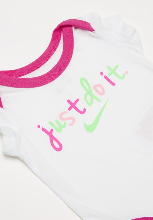 Nike - Nkb short sleeve 3 pack bodysuit set - pink & white 