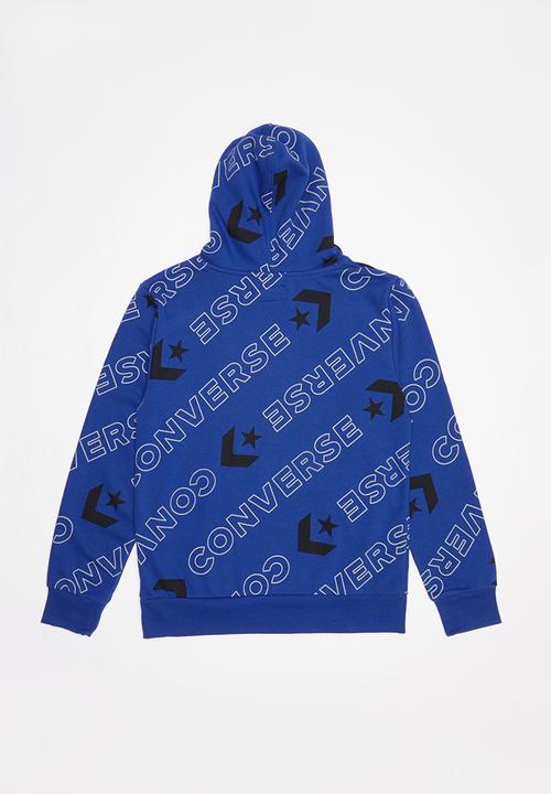 Converse - Cnvb wrdmrk print po hoodie - blue