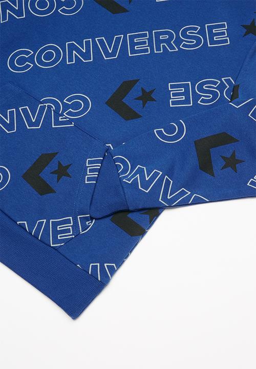 Converse - Cnvb wrdmrk print po hoodie - blue