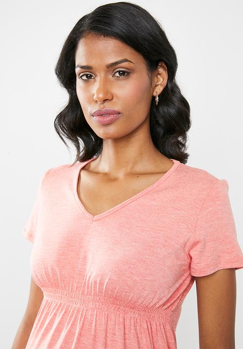 Cherry Melon - Smock detail top - coral