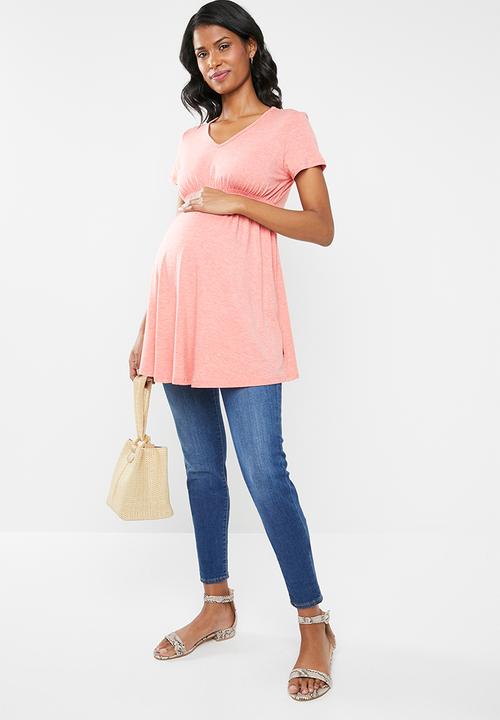 Cherry Melon - Smock detail top - coral