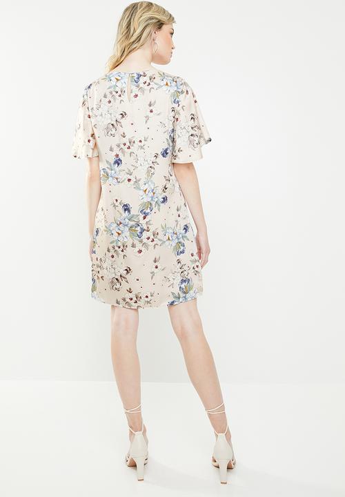 MANGO - Flowy printed dress - cream