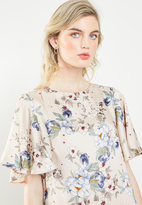 MANGO - Flowy printed dress - cream