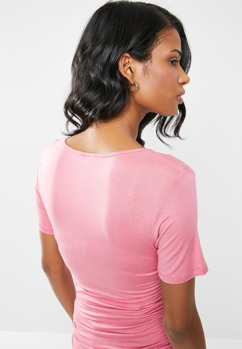 Cherry Melon - Round neck top with side detail - pink