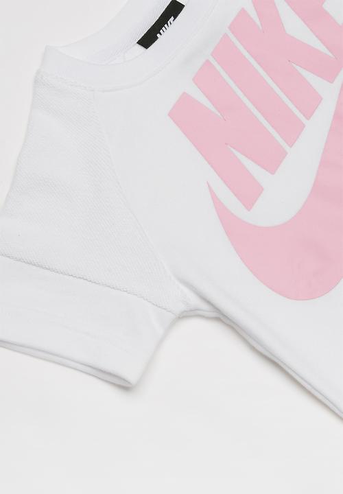 Nike - Nike girls crop air crew - white & pink