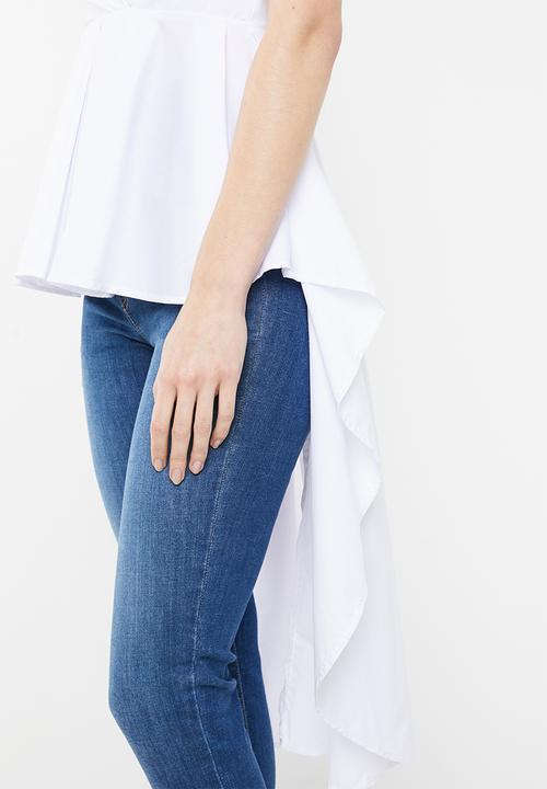STYLE REPUBLIC - Hi-lo peplum top - white