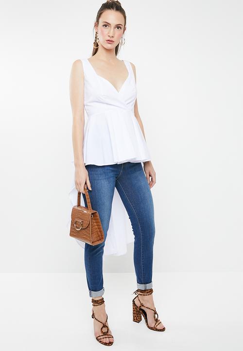 STYLE REPUBLIC - Hi-lo peplum top - white