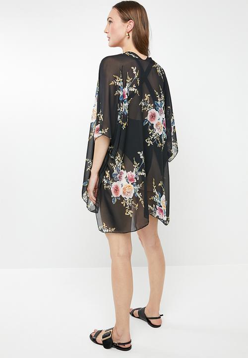 Joy Collectables - Fringe detail kimono - black 
