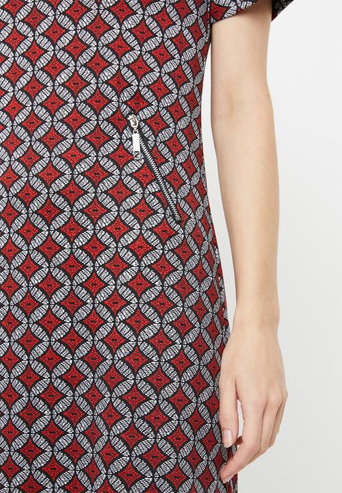 edit - Short sleeve shift dress with zips - multi