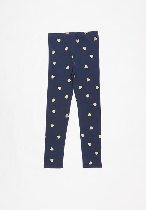 Pop Candy - Heart printed leggings - navy