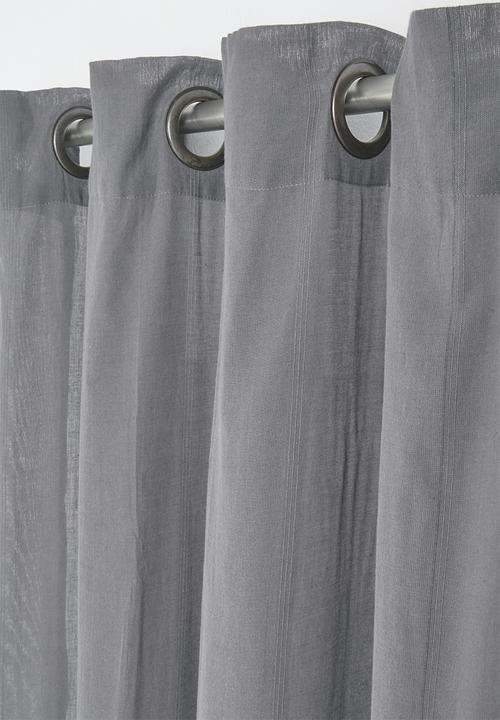 Sixth Floor - Textured sheer eyelet curtain - grey