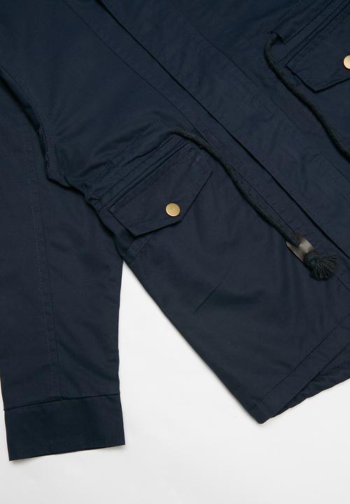 Pop Candy - Lined hooded parka jacket - navy