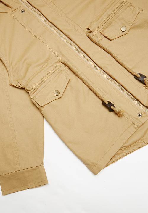 Pop Candy - Lined hooded parka jacket - beige