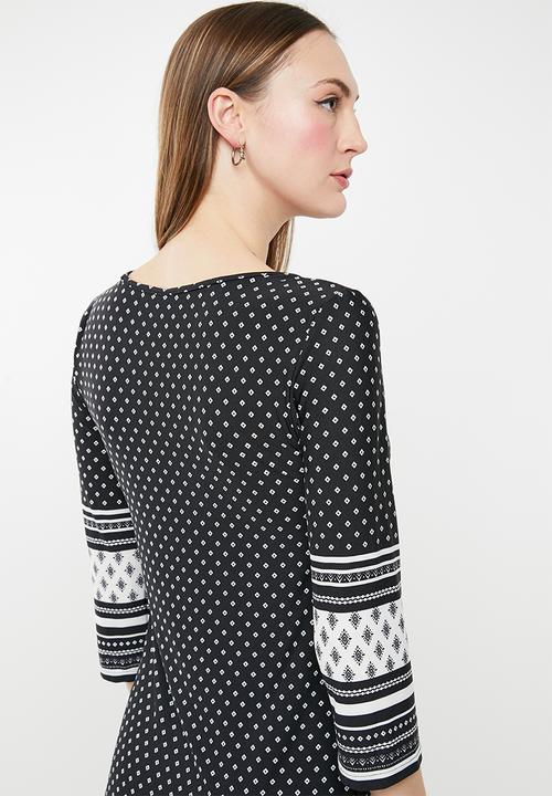 edit - 3/4 Sleeve tunic dress - multi
