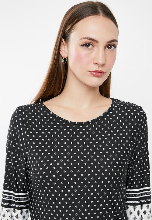 edit - 3/4 Sleeve tunic dress - multi