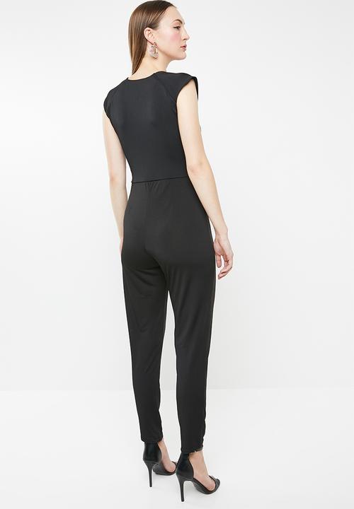 edit - Wrap front jumpsuit - black
