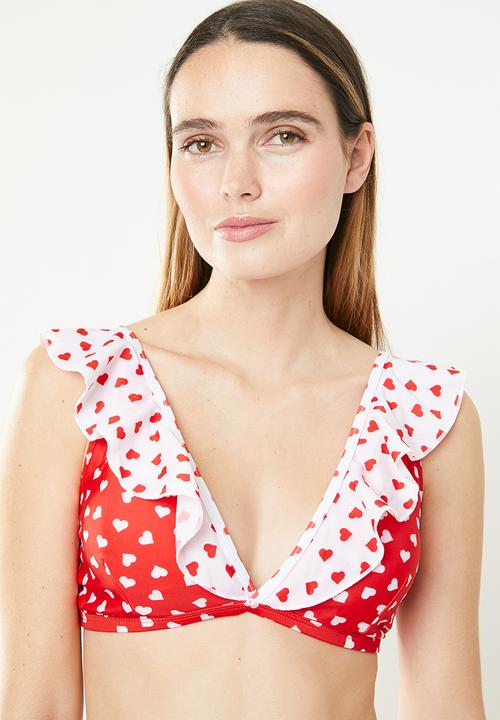 Brave Soul - Nay bikini top - red & white 