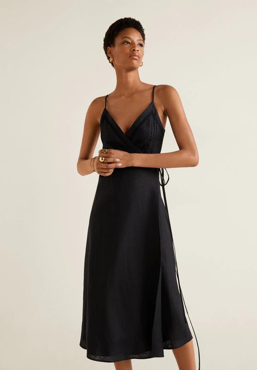 MANGO - Textured wrap dress - black