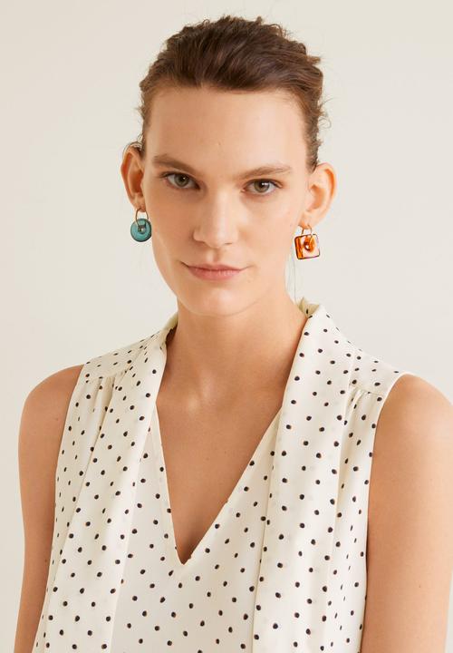 MANGO - Printed bow dress - off white