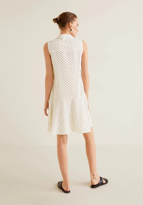 MANGO - Printed bow dress - off white