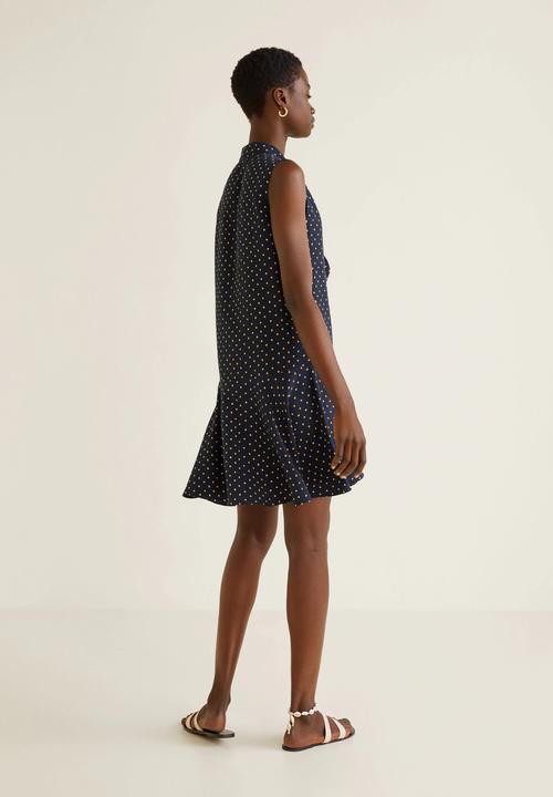 MANGO - Printed bow dress - navy