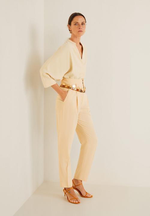 MANGO - V-neck blouse - cream