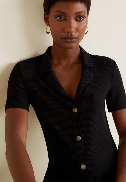 MANGO - Ribbed jersey dress - black