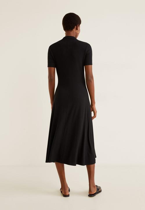 MANGO - Ribbed jersey dress - black