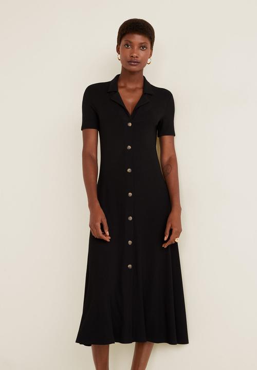 MANGO - Ribbed jersey dress - black