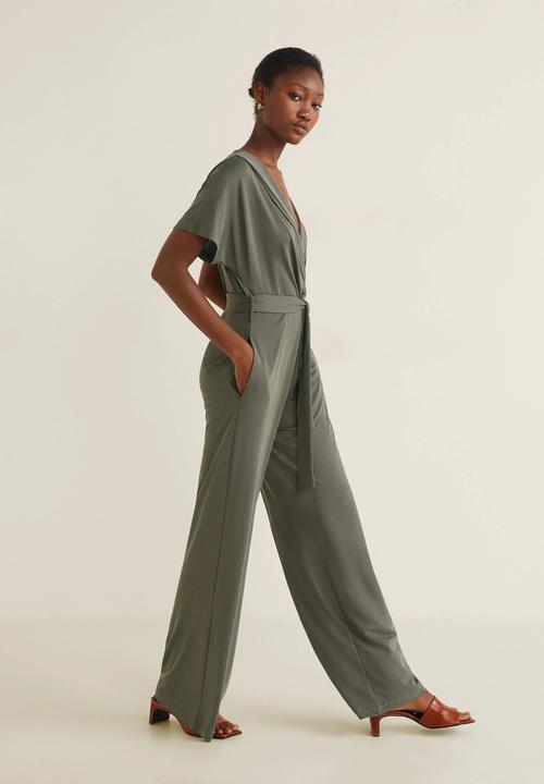 MANGO - Wrap tie-front jumpsuit - green