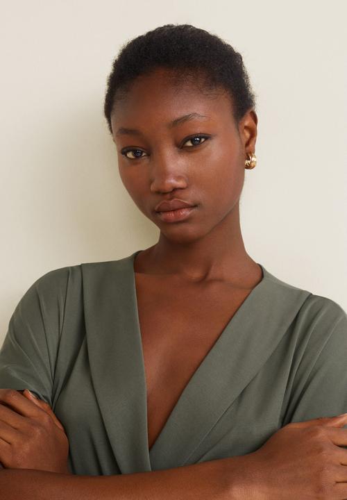MANGO - Wrap tie-front jumpsuit - green