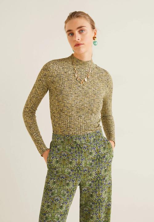 MANGO - Floral print trousers - green