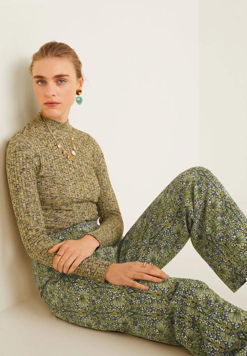 MANGO - Floral print trousers - green
