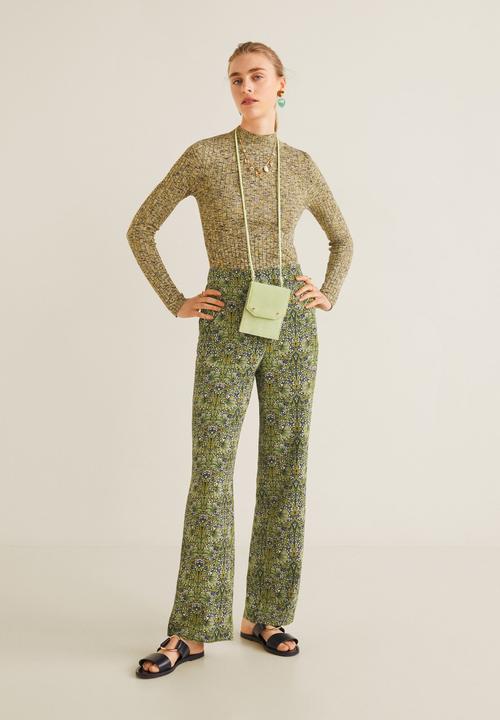 MANGO - Floral print trousers - green