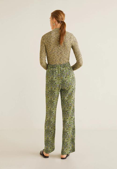 MANGO - Floral print trousers - green