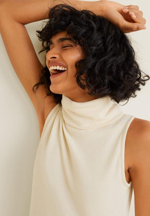 MANGO - Cowl neck midi dress - natural white