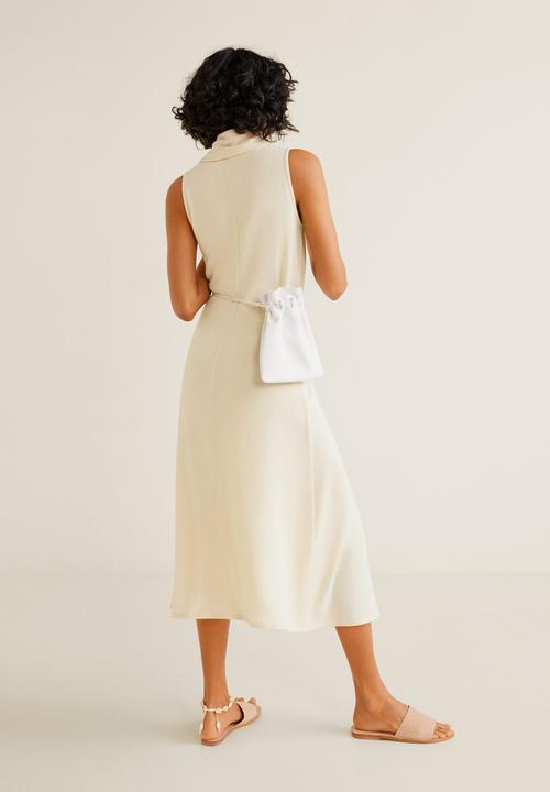MANGO - Cowl neck midi dress - natural white