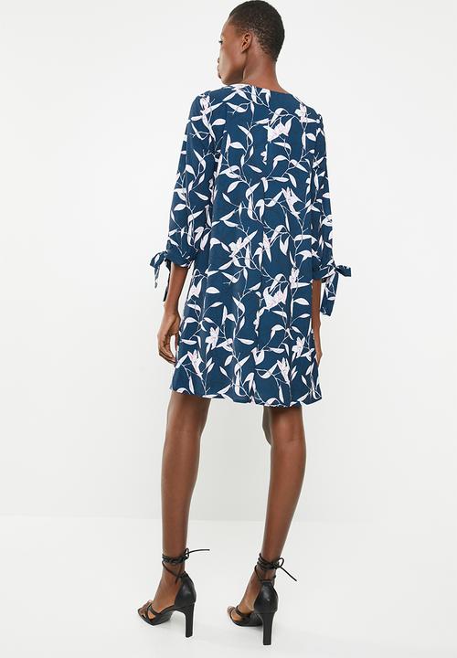 Superbalist - A-line dress with ties - navy